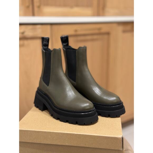 Zadig & Voltaire Ride Ankle Leather Chelsea Boot in Military Green - Picture 7 of 8